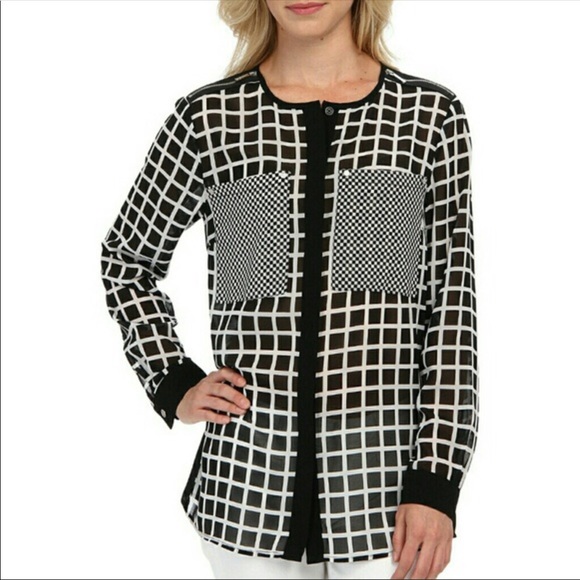 NWOT & GORGEOUS! MICHAEL KORS 100% COTTON BW CHECK-PRINT M/L - Picture 3 of 5